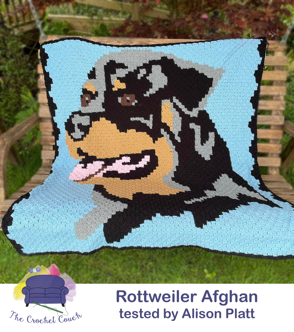 ROTTWEILER ピーコート Rottweiler Afghan, C2C Crochet Pattern